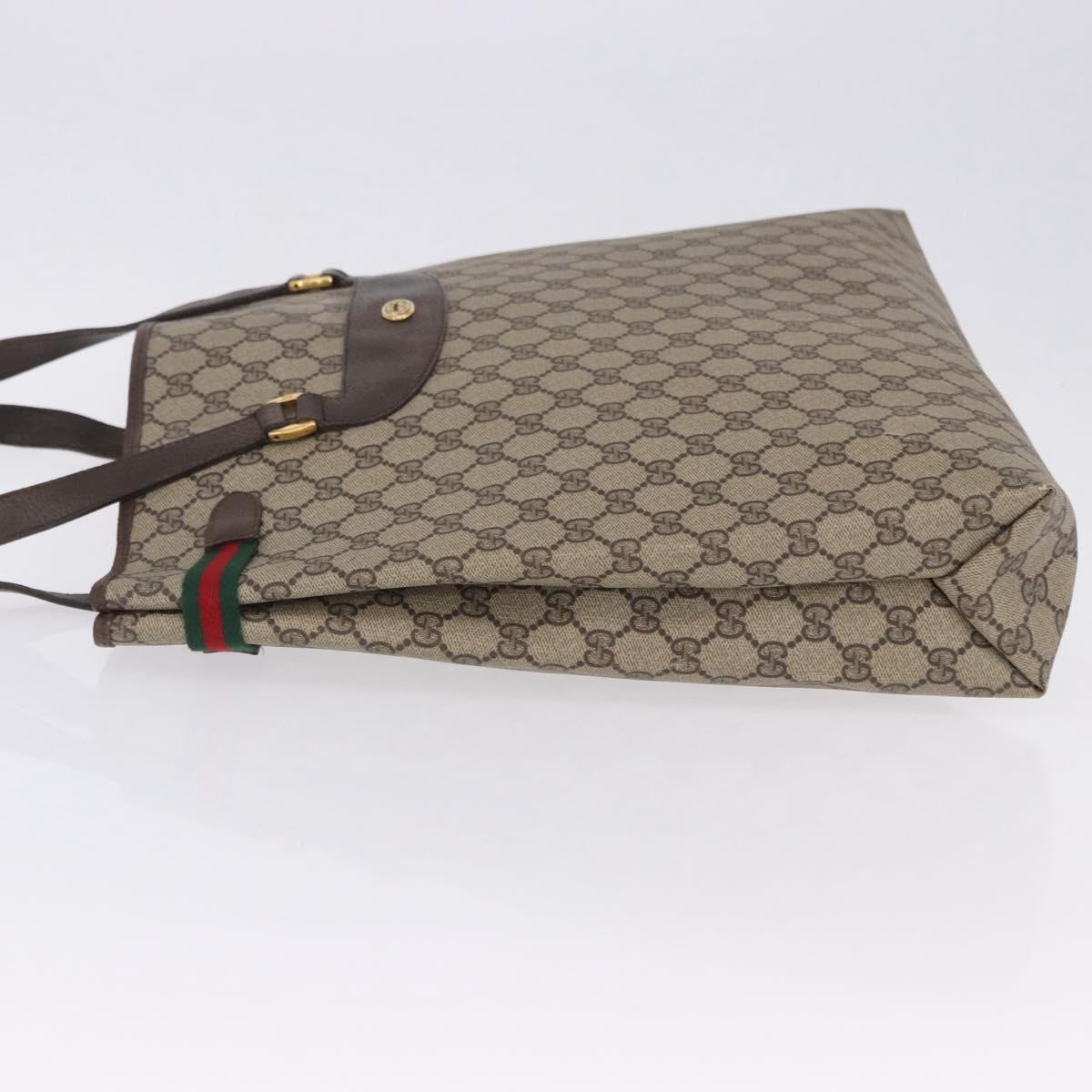 GUCCI GG Supreme Web Sherry Line Tote Bag PVC Beige Gold 39 02 091 Auth 204333