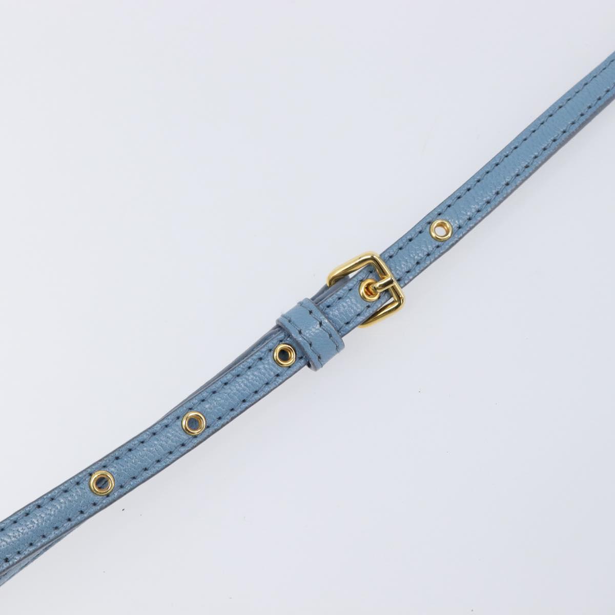 Miu Miu Shoulder Bag Leather Gold Light Blue Auth 204334A
