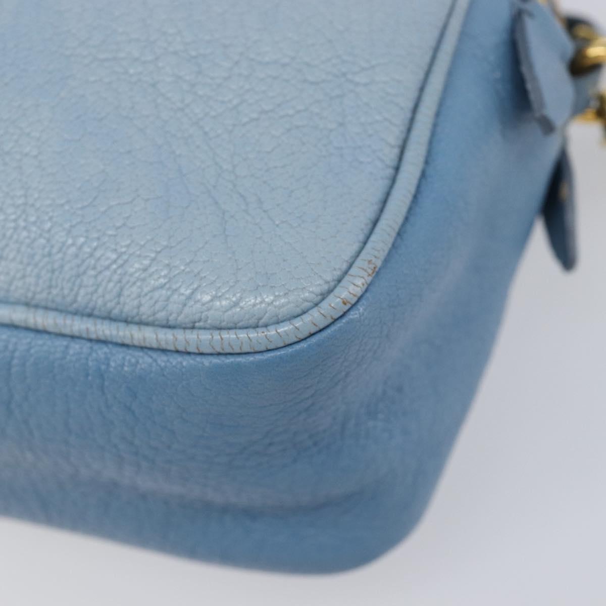 Miu Miu Shoulder Bag Leather Gold Light Blue Auth 204334A