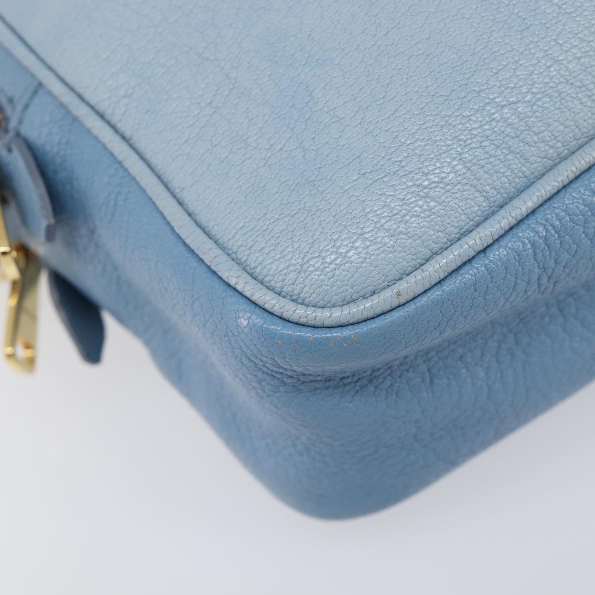 Miu Miu Shoulder Bag Leather Gold Light Blue Auth 204334A