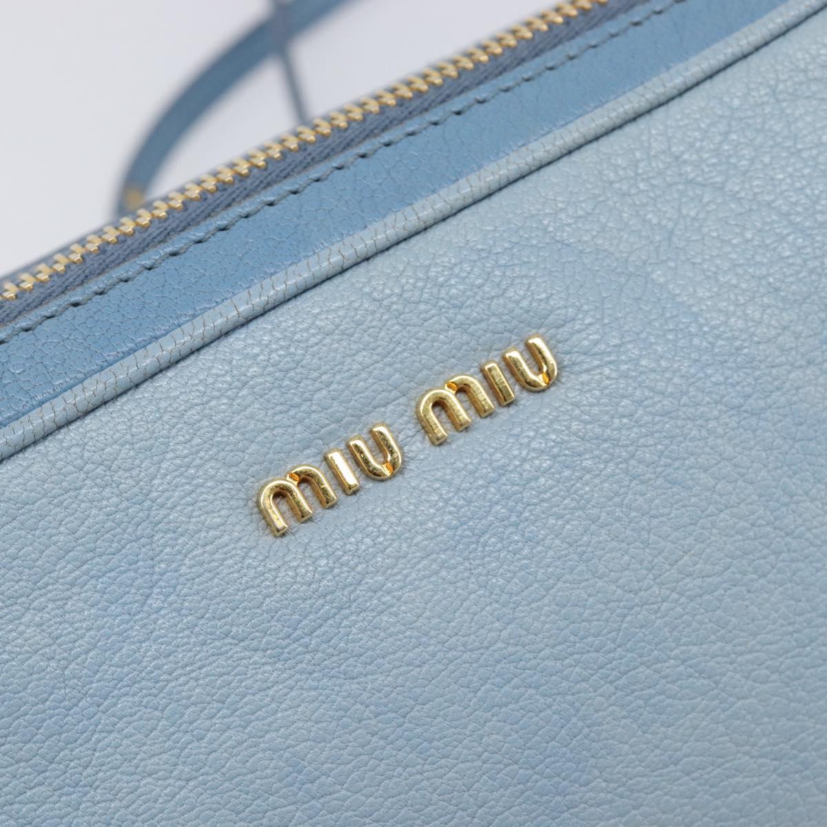Miu Miu Shoulder Bag Leather Gold Light Blue Auth 204334A