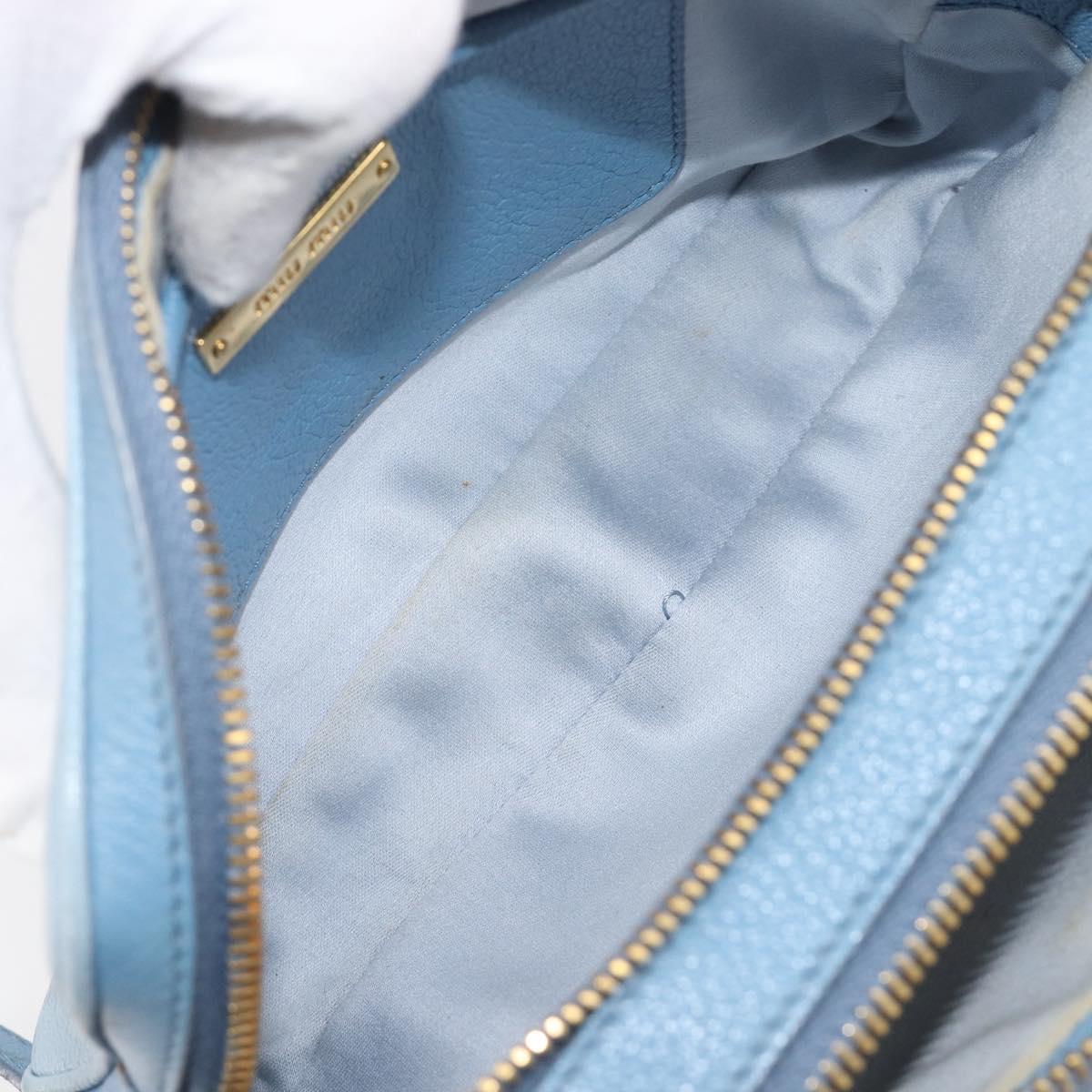 Miu Miu Shoulder Bag Leather Gold Light Blue Auth 204334A