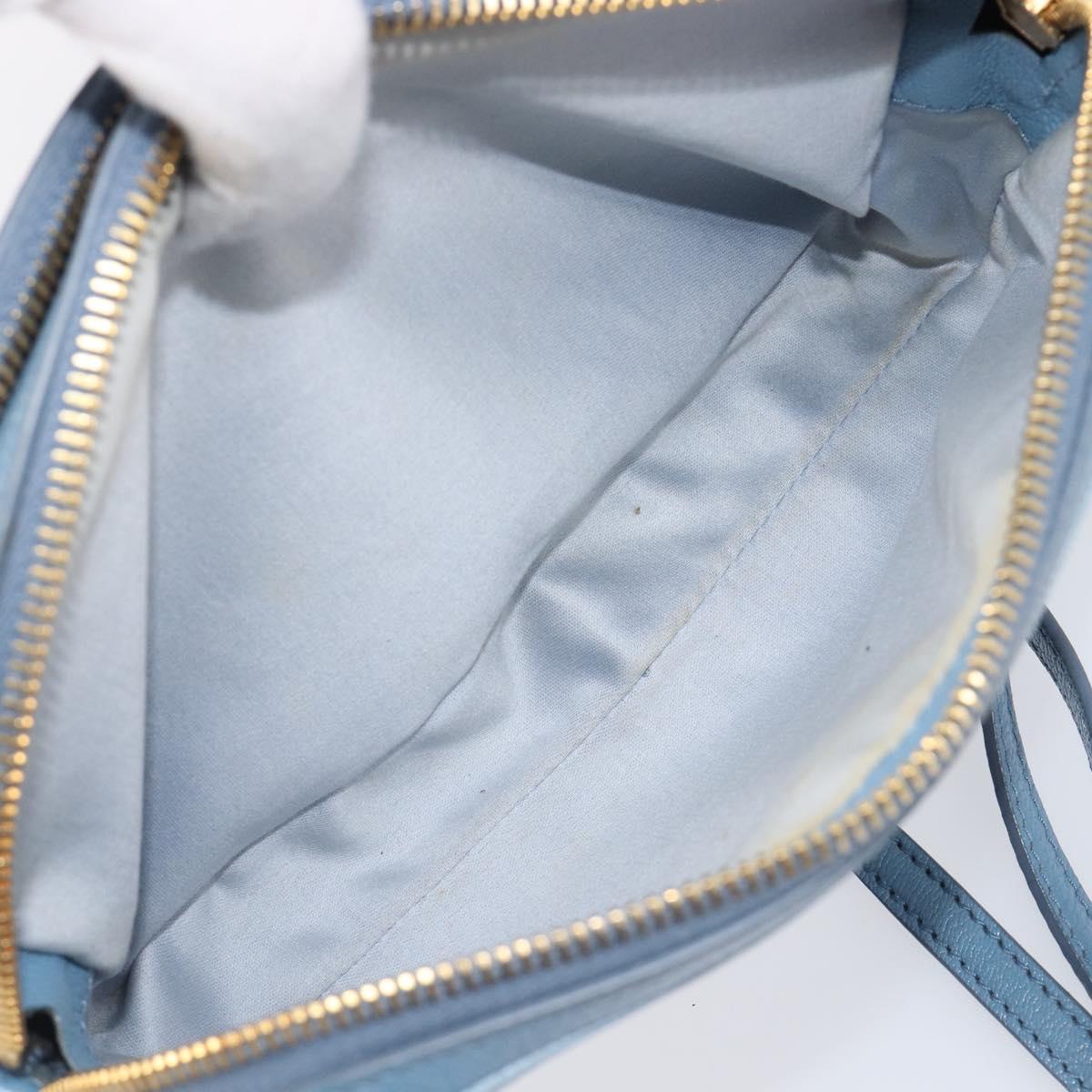 Miu Miu Shoulder Bag Leather Gold Light Blue Auth 204334A
