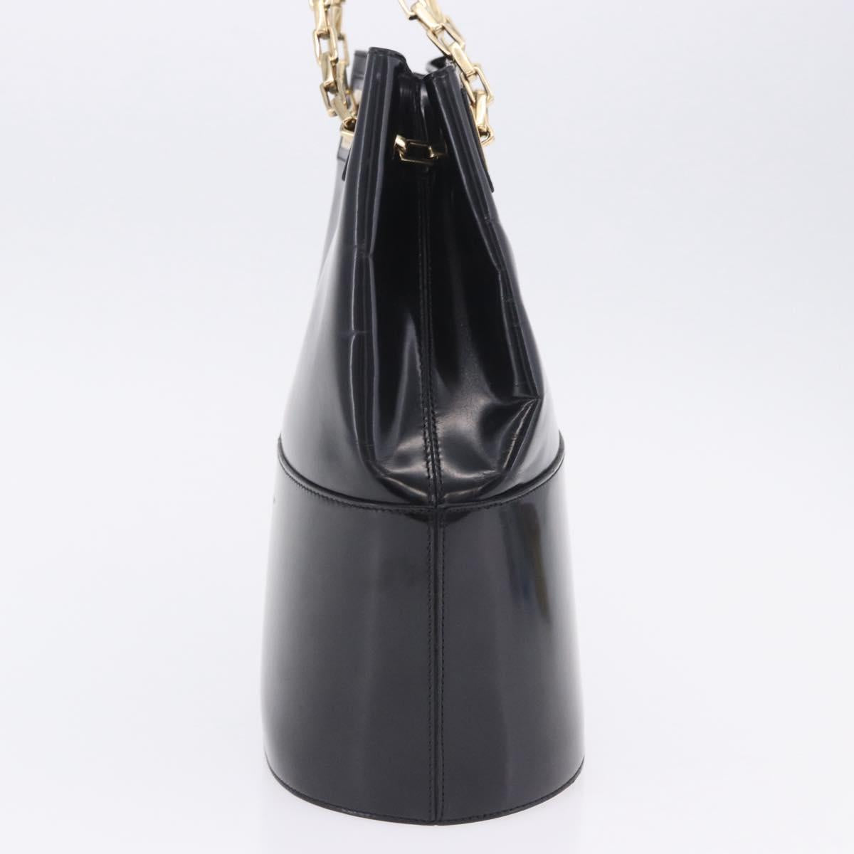 Salvatore Ferragamo Chain Shoulder Bag Patent leather Black Gold Auth 204336