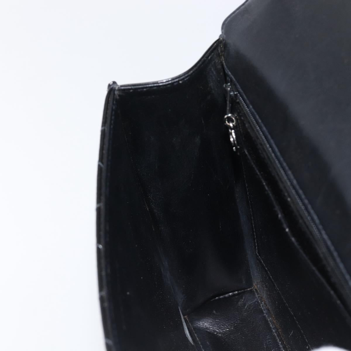 CHANEL Matelasse Chain Hand Bag Patent leather Black Silver CC Auth 204339A