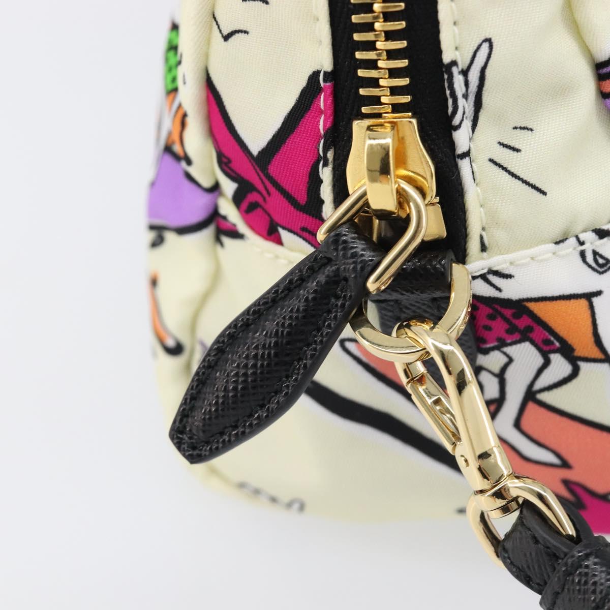 PRADA Pouch Nylon Ivory Gold Auth 204353A