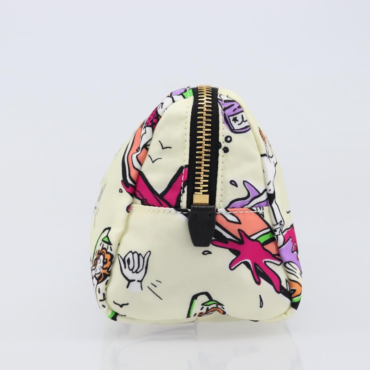 PRADA Pouch Nylon Ivory Gold Auth 204353A