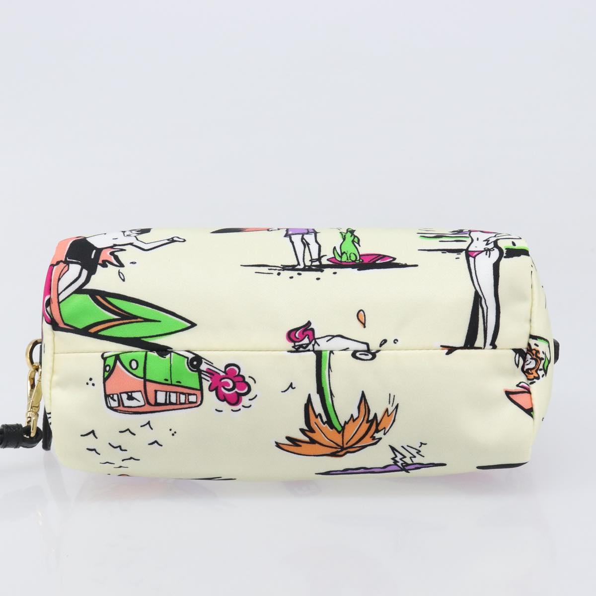 PRADA Pouch Nylon Ivory Gold Auth 204353A