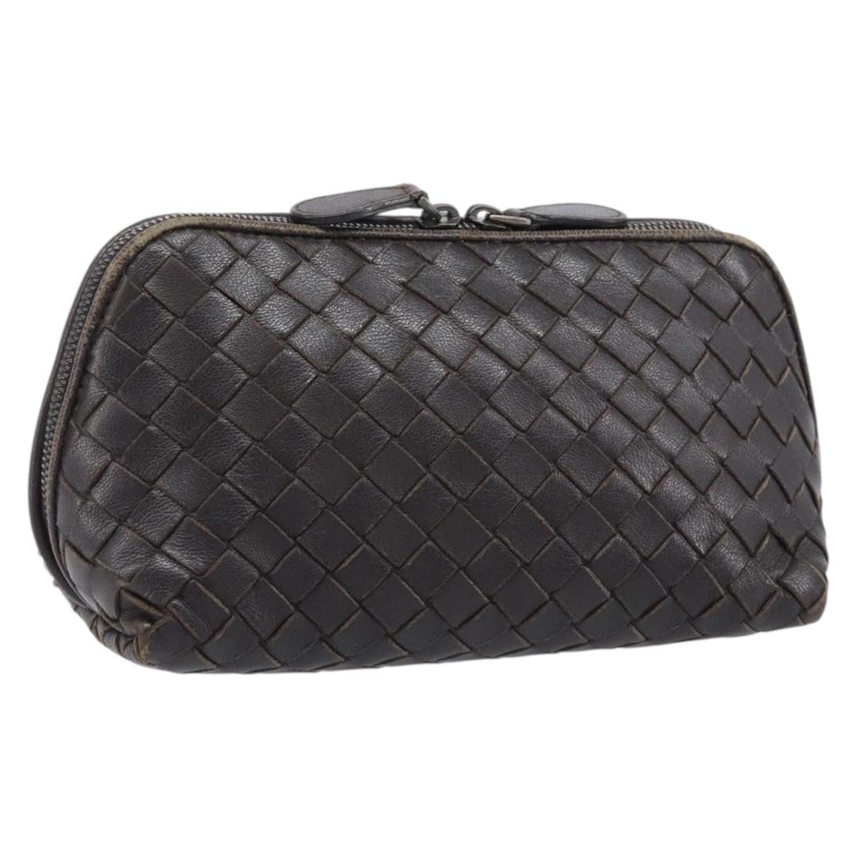 BOTTEGA VENETA INTRECCIATO Pouch Leather Brown 132534 Auth 204355