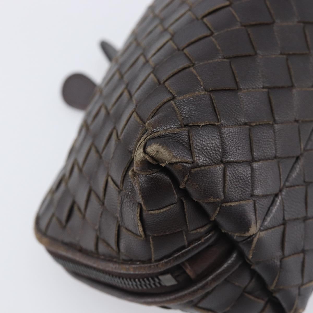 BOTTEGA VENETA INTRECCIATO Pouch Leather Brown 132534 Auth 204355