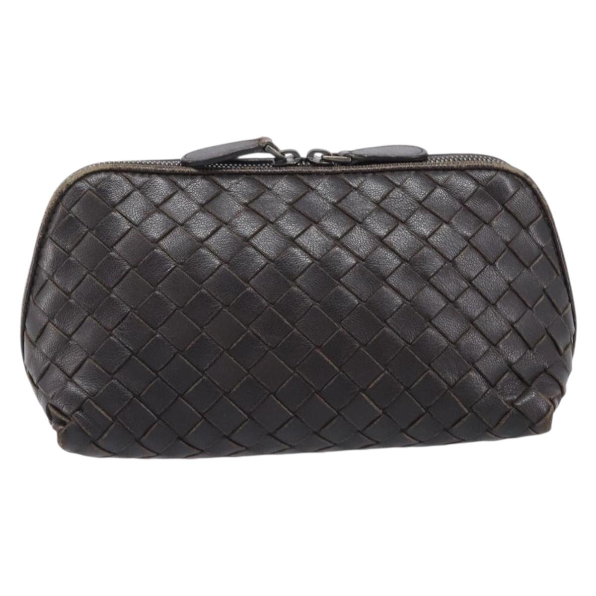 BOTTEGA VENETA INTRECCIATO Pouch Leather Brown 132534 Auth 204355