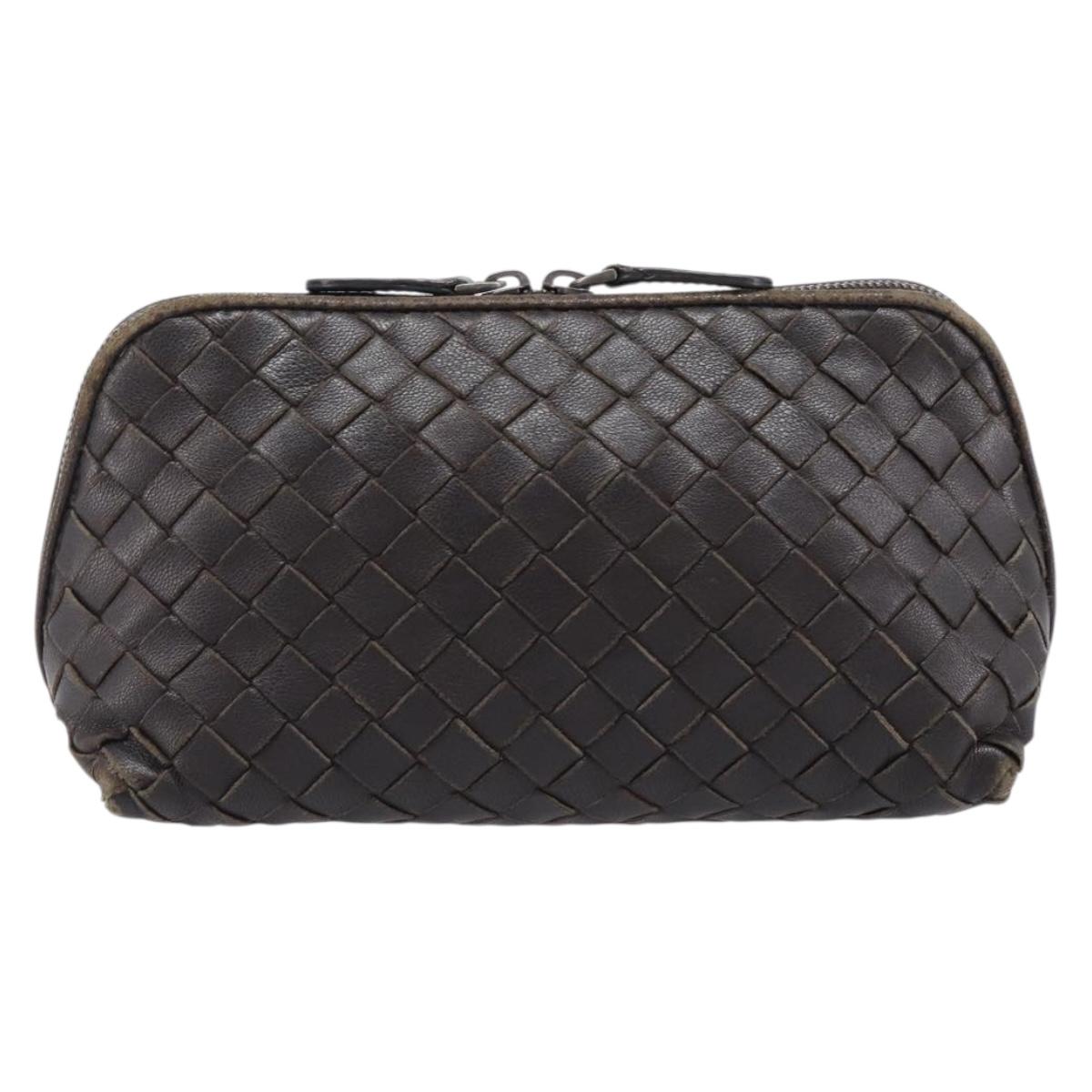 BOTTEGA VENETA INTRECCIATO Pouch Leather Brown 132534 Auth 204355