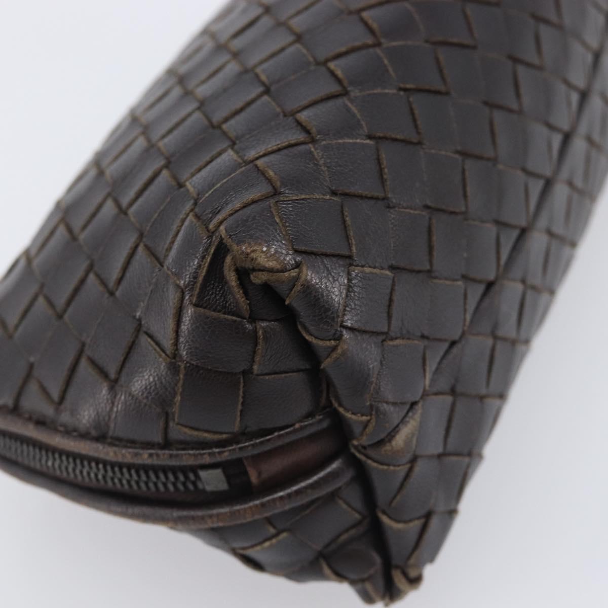 BOTTEGA VENETA INTRECCIATO Pouch Leather Brown 132534 Auth 204355