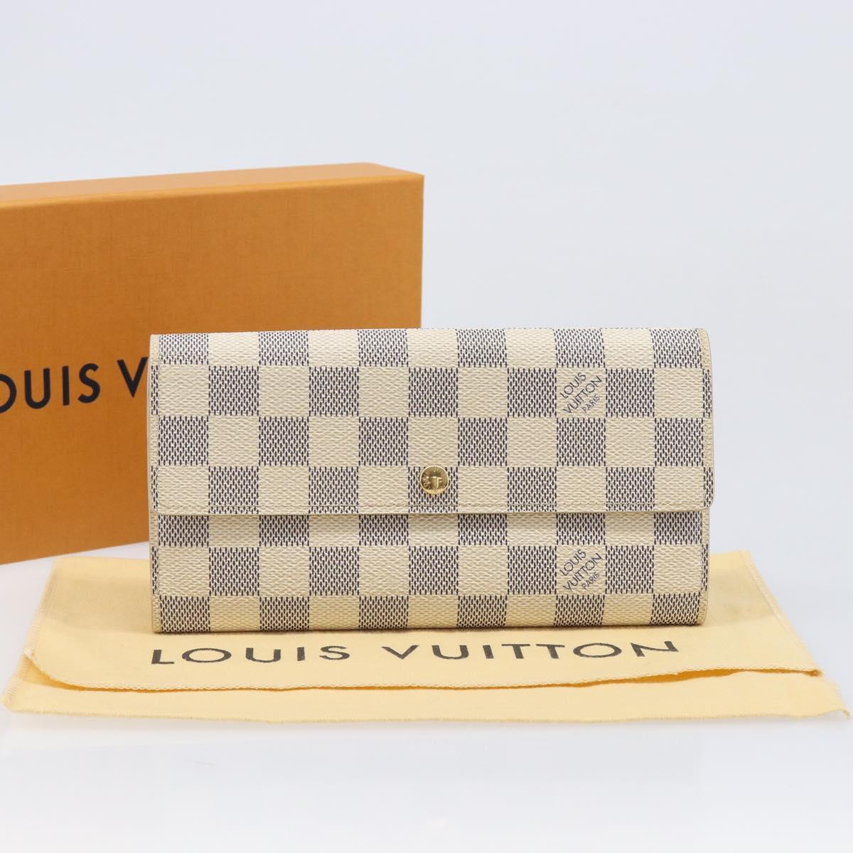 LOUIS VUITTON Damier Azur Portefeuille Sarah Long Wallet N61735 LV Auth 204357A
