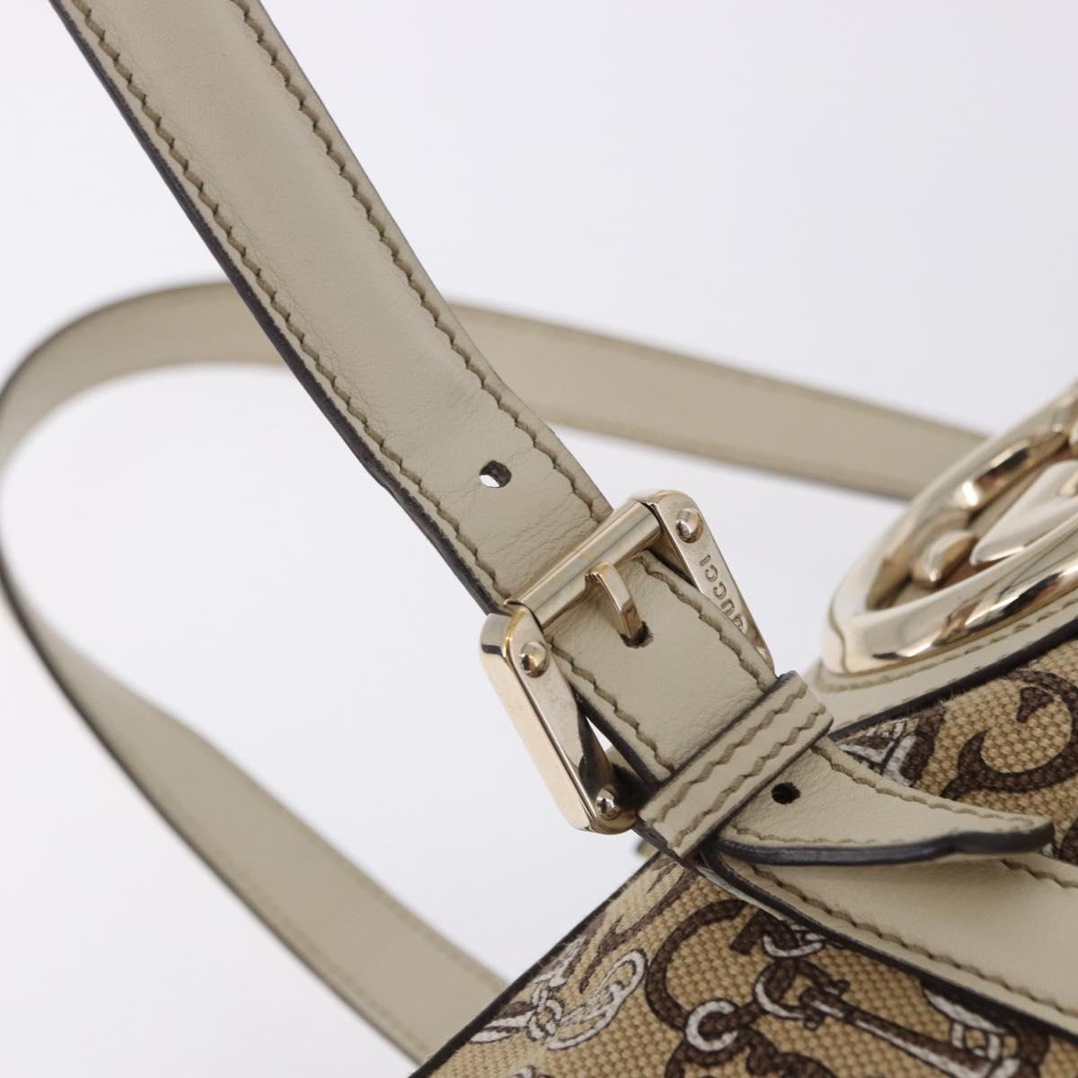 GUCCI Hand Bag Canvas Beige Gold 170009 Auth 204360V