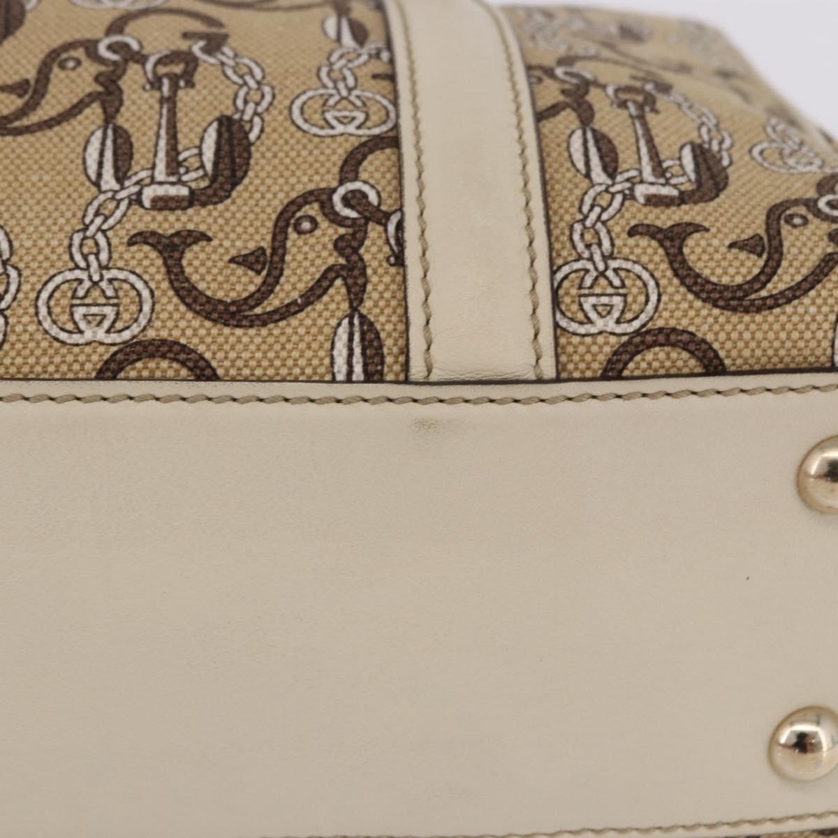 GUCCI Hand Bag Canvas Beige Gold 170009 Auth 204360V