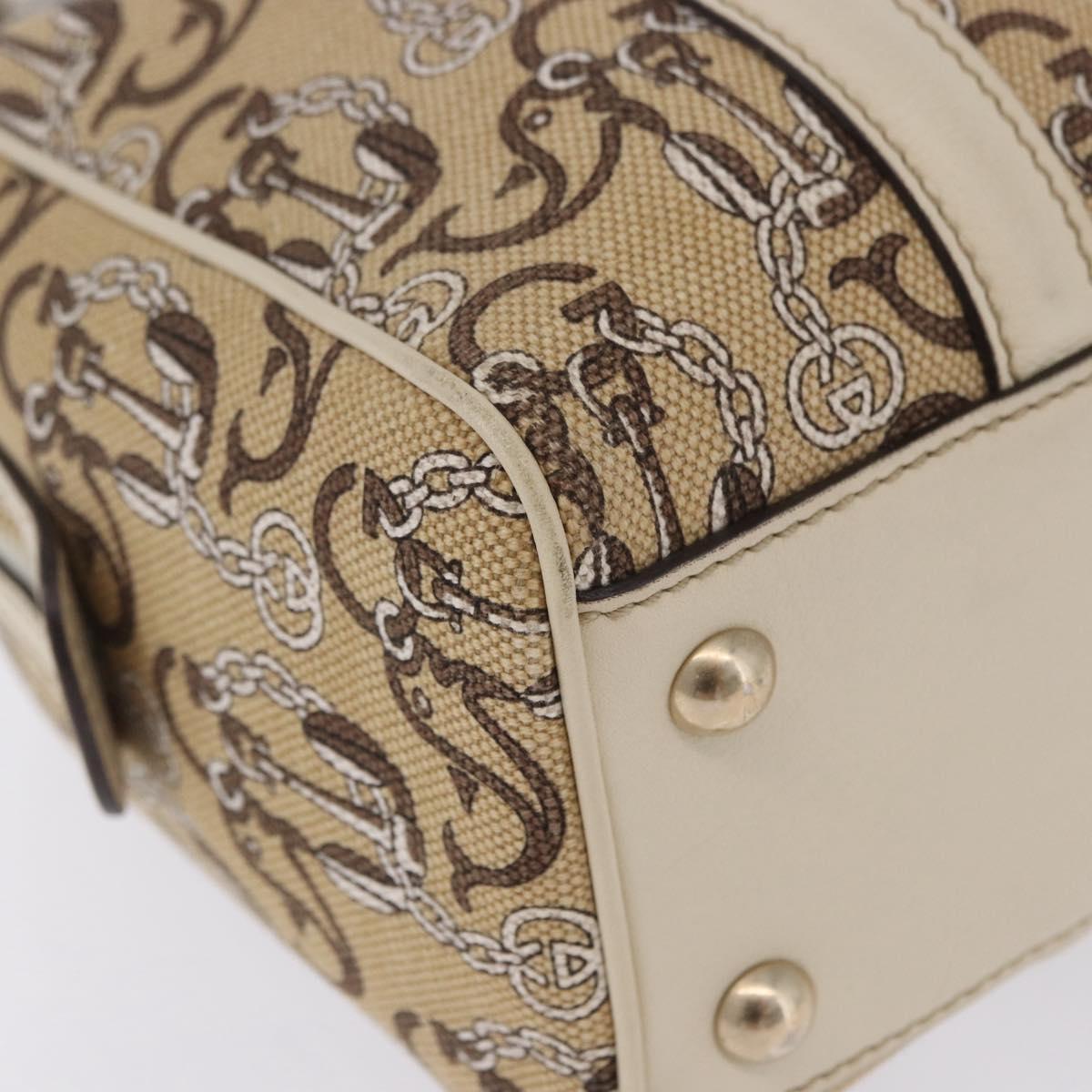 GUCCI Hand Bag Canvas Beige Gold 170009 Auth 204360V