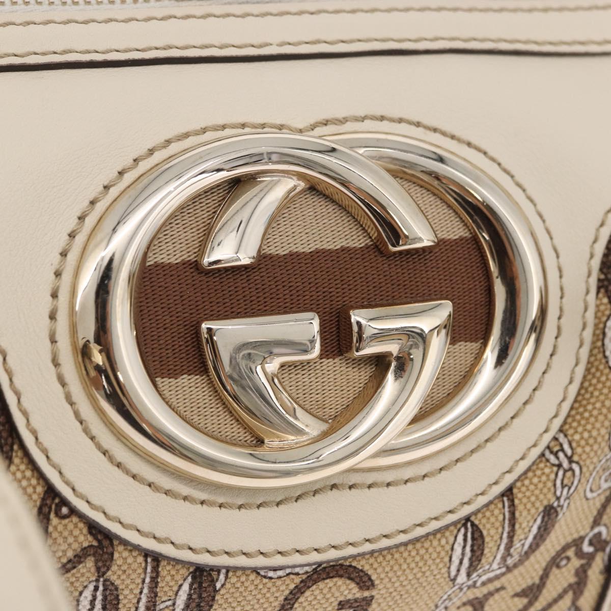 GUCCI Hand Bag Canvas Beige Gold 170009 Auth 204360V