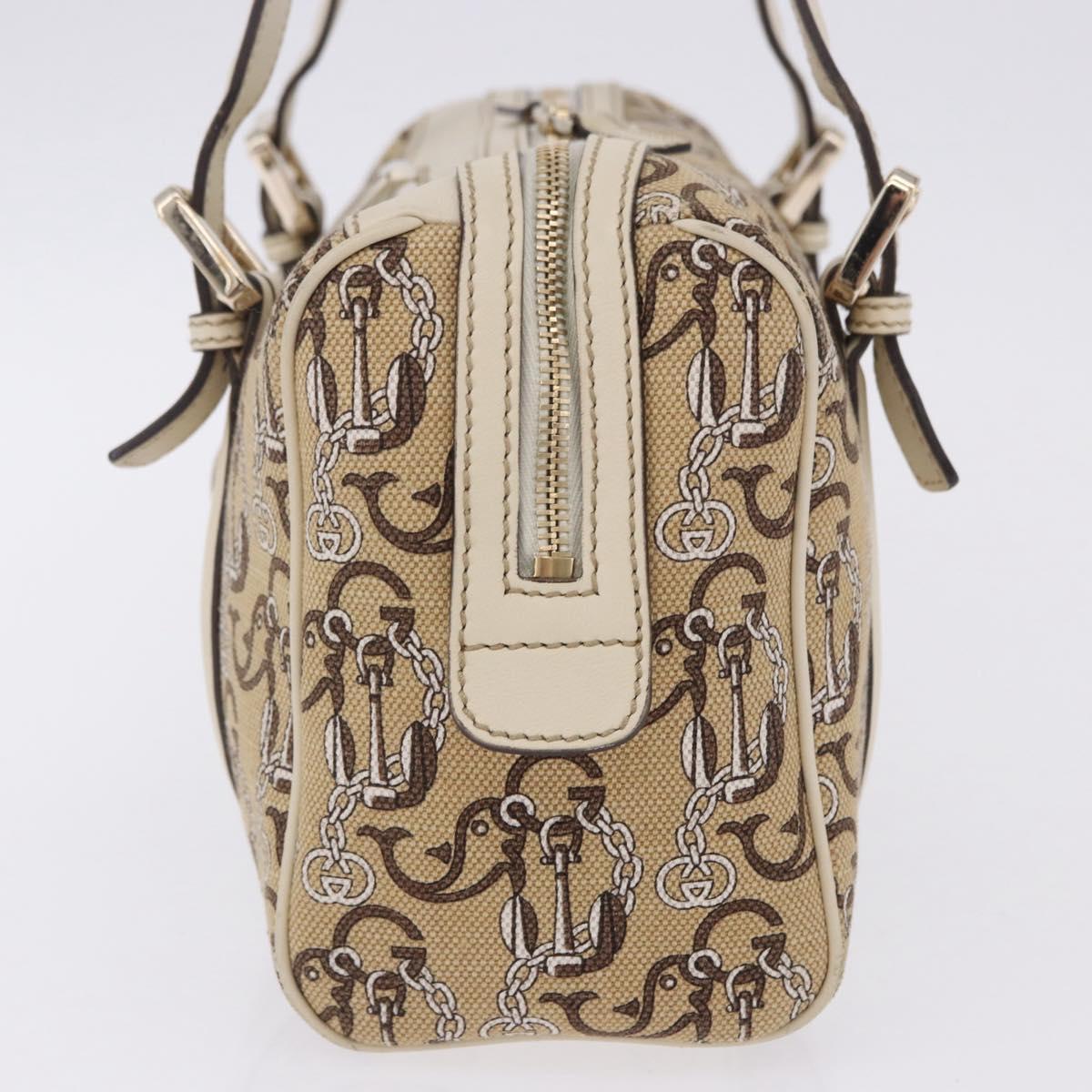 GUCCI Hand Bag Canvas Beige Gold 170009 Auth 204360V