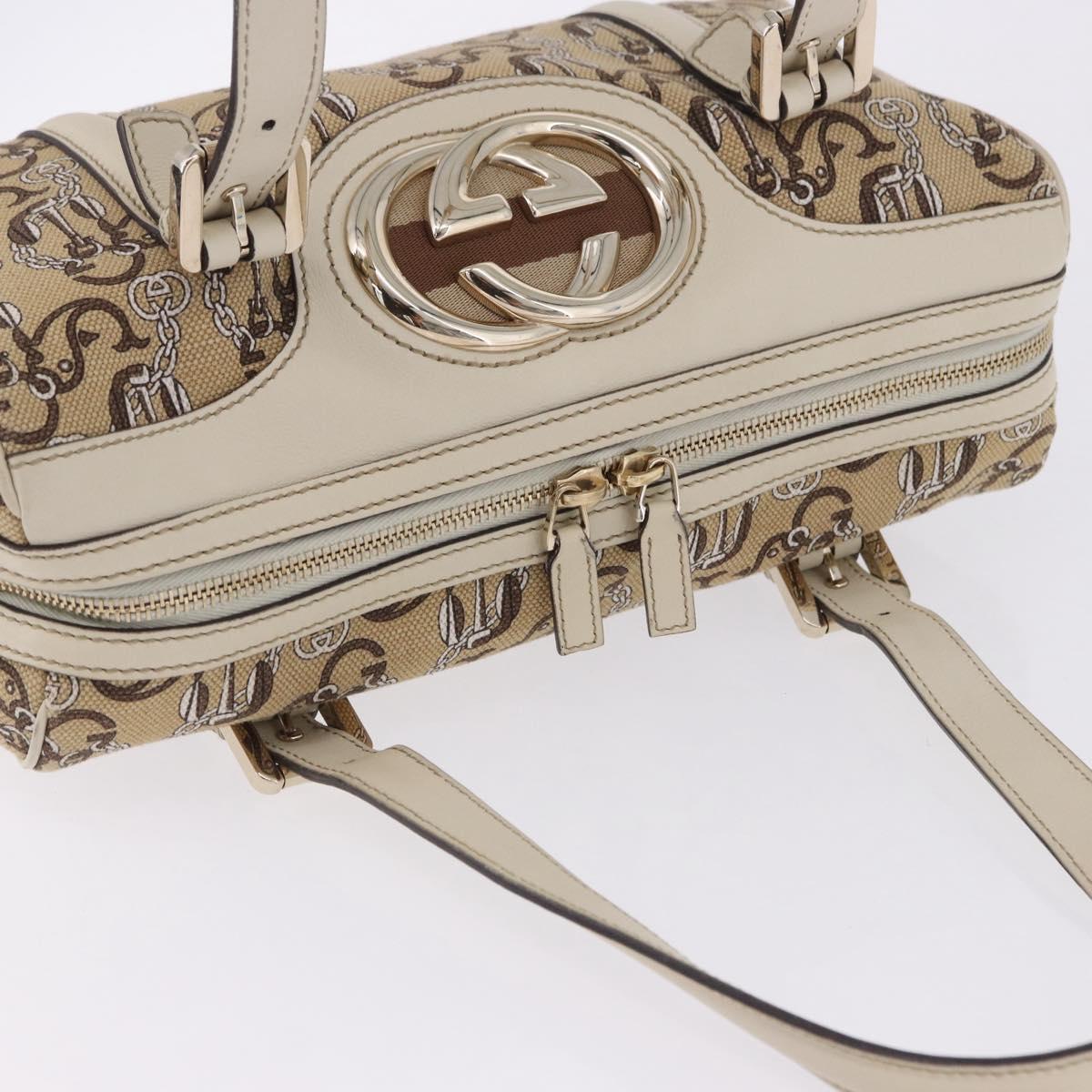 GUCCI Hand Bag Canvas Beige Gold 170009 Auth 204360V