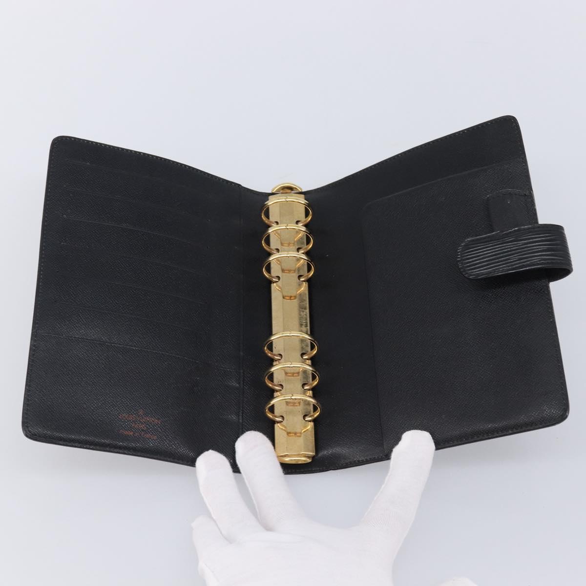 LOUIS VUITTON Epi Agenda MM Day Planner Cover Black R20042 LV Auth 204361