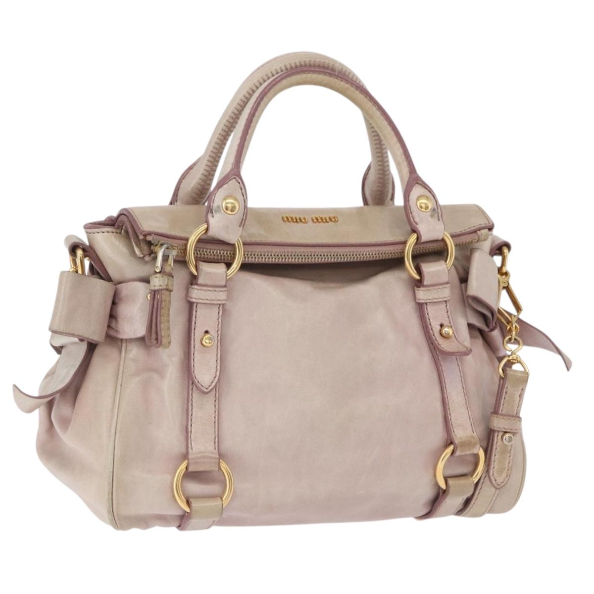 Miu Miu Hand Bag Vitellolux 2way Pink Gold Auth 204364A