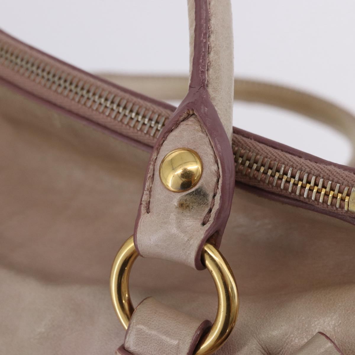 Miu Miu Hand Bag Vitellolux 2way Pink Gold Auth 204364A