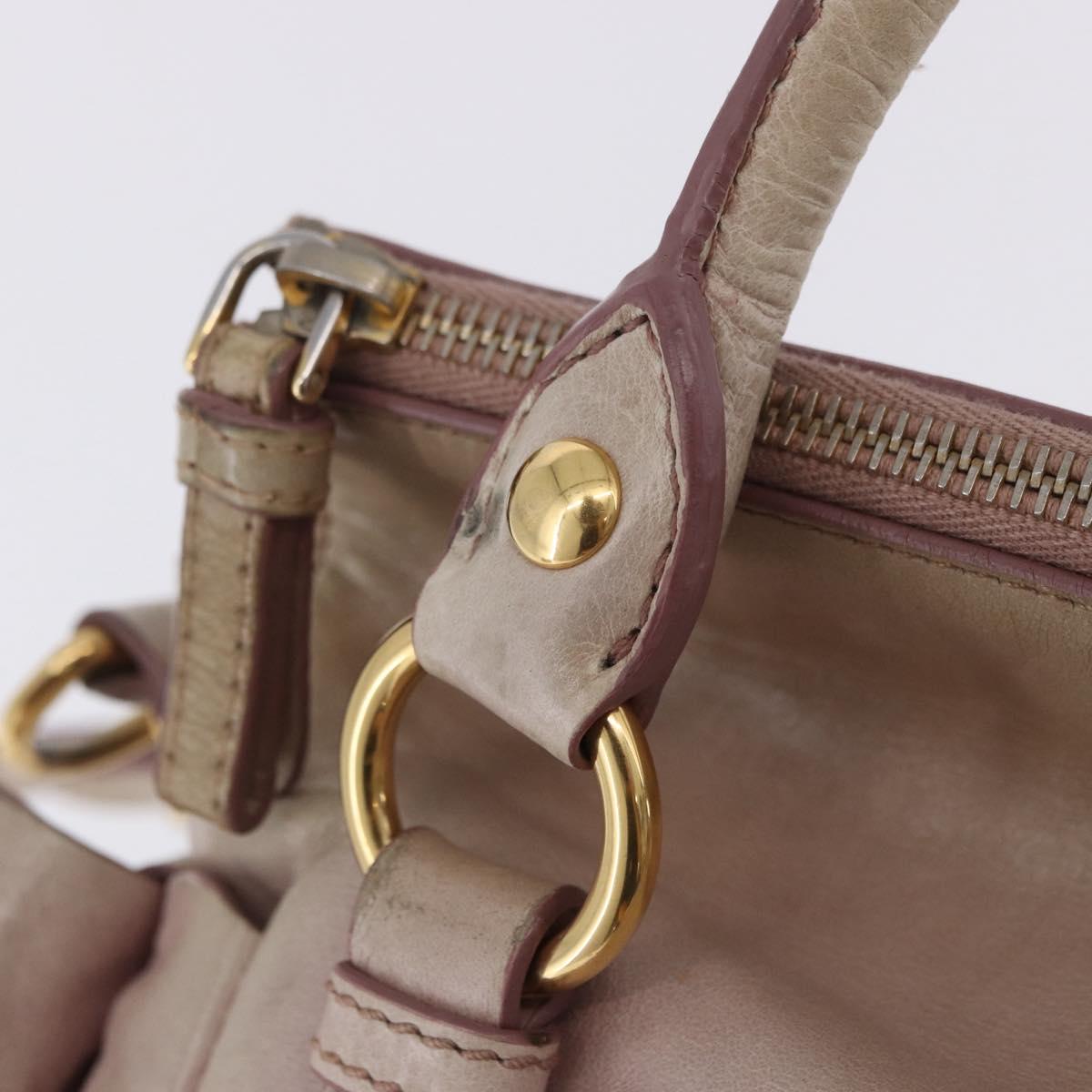 Miu Miu Hand Bag Vitellolux 2way Pink Gold Auth 204364A