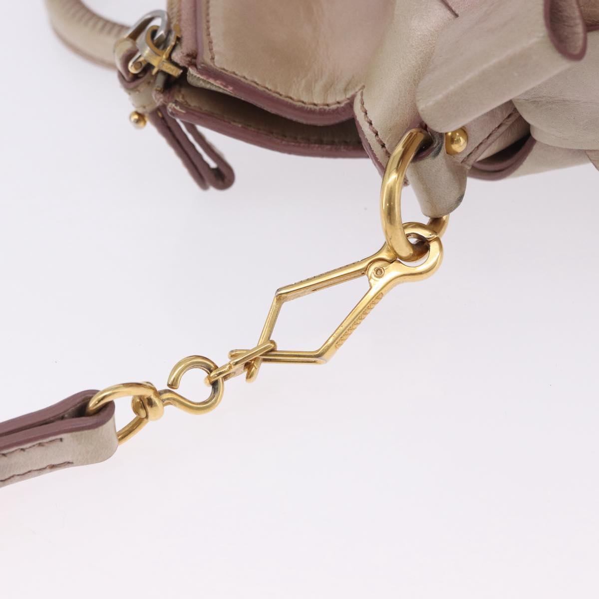 Miu Miu Hand Bag Vitellolux 2way Pink Gold Auth 204364A