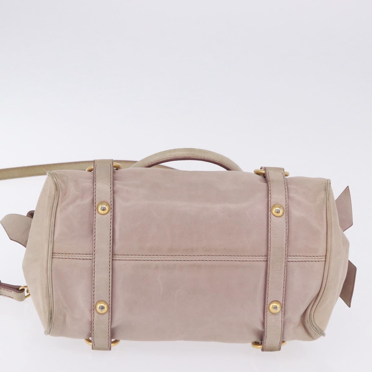 Miu Miu Hand Bag Vitellolux 2way Pink Gold Auth 204364A