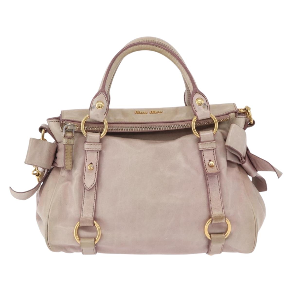 Miu Miu Hand Bag Vitellolux 2way Pink Gold Auth 204364A