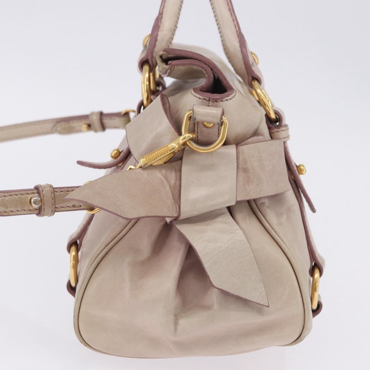Miu Miu Hand Bag Vitellolux 2way Pink Gold Auth 204364A