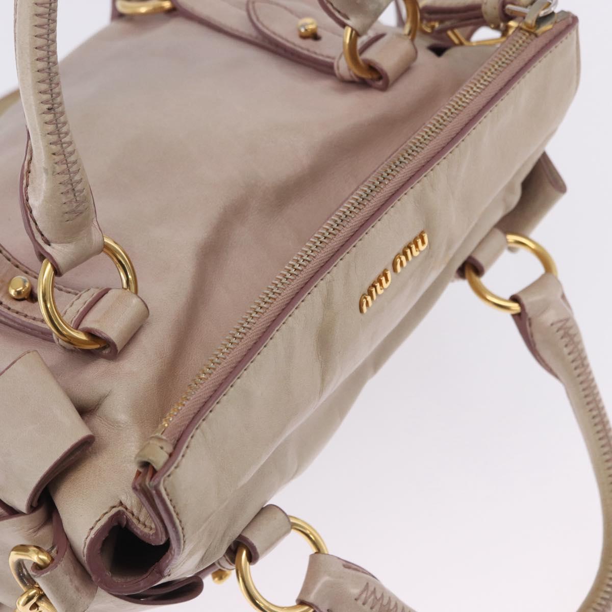 Miu Miu Hand Bag Vitellolux 2way Pink Gold Auth 204364A