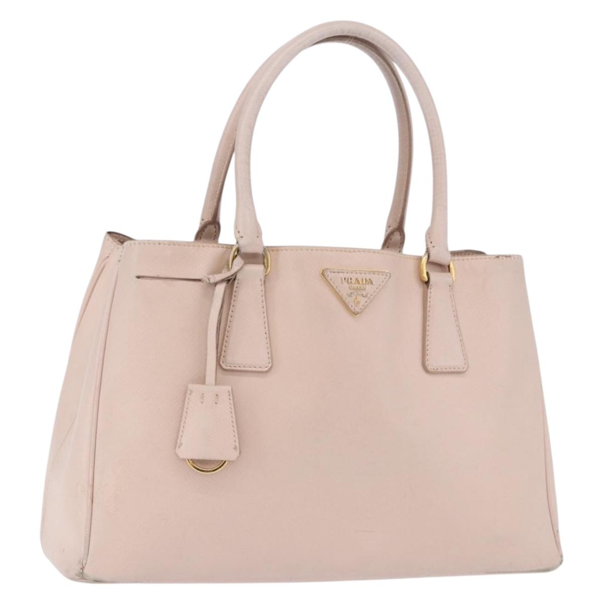 PRADA Galleria Hand Bag Safiano Pink Gold Auth 204365