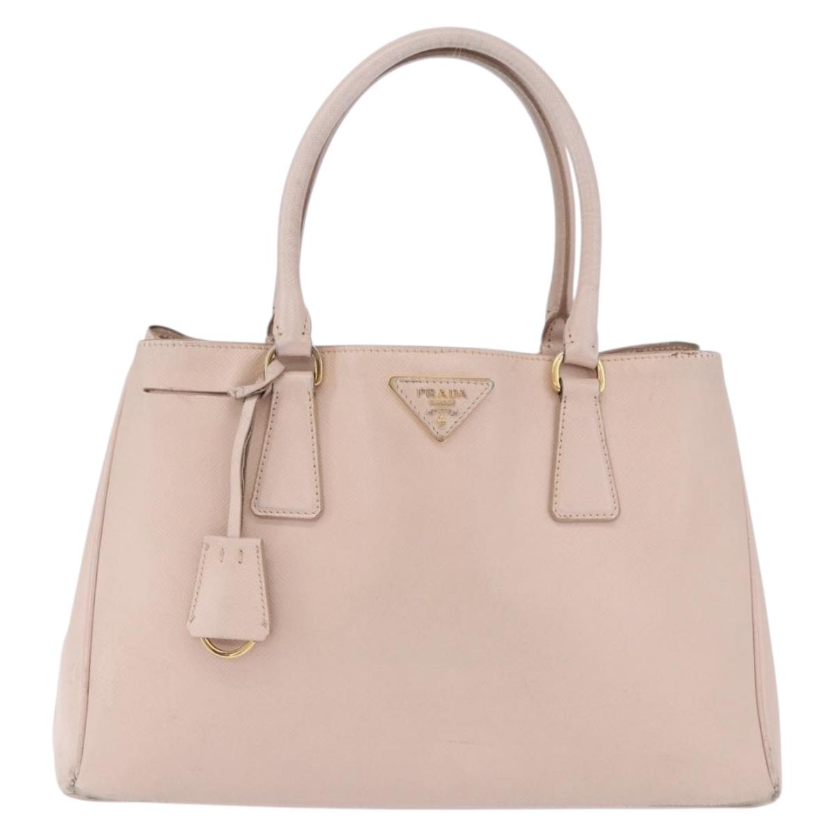 PRADA Galleria Hand Bag Safiano Pink Gold Auth 204365