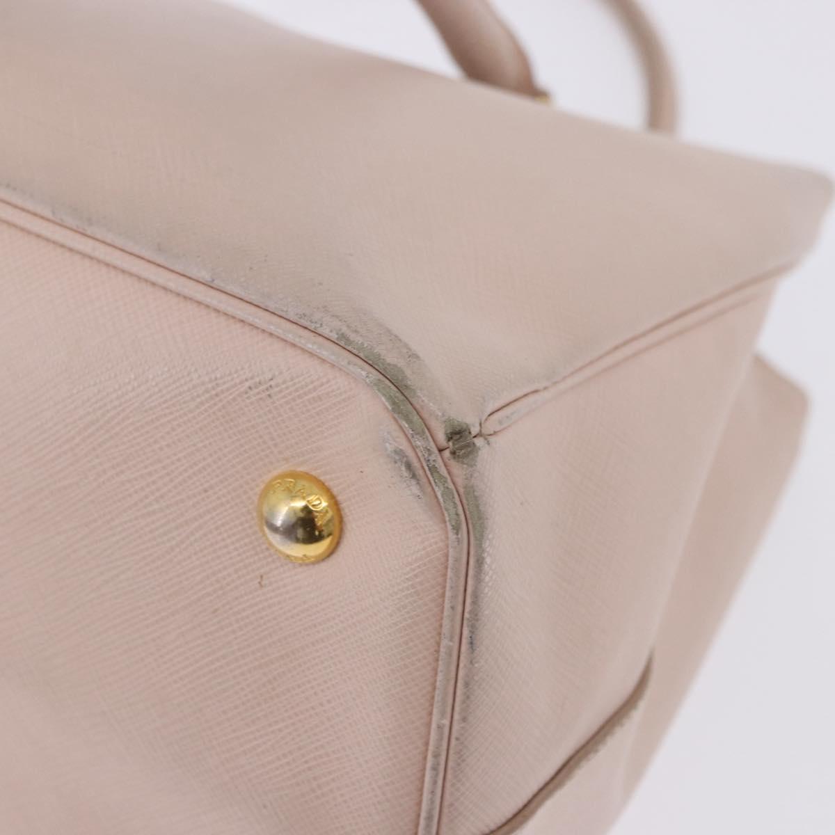 PRADA Galleria Hand Bag Safiano Pink Gold Auth 204365