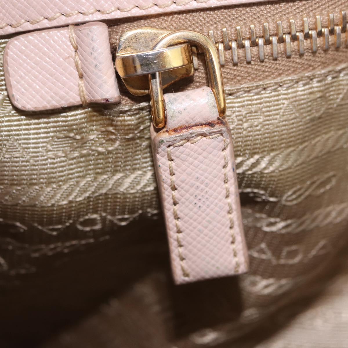 PRADA Galleria Hand Bag Safiano Pink Gold Auth 204365