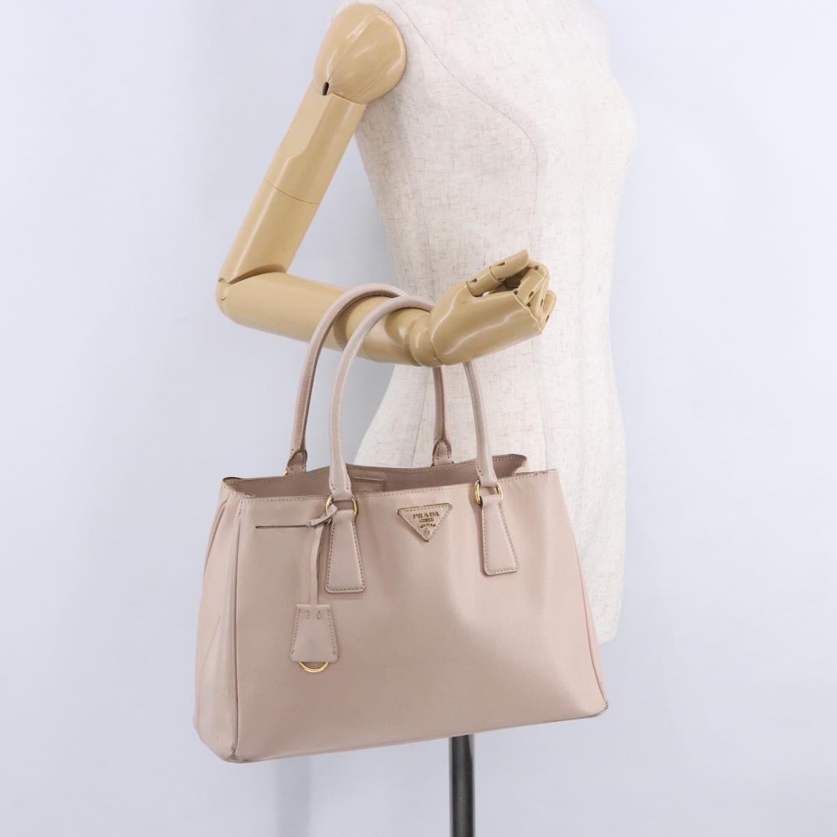 PRADA Galleria Hand Bag Safiano Pink Gold Auth 204365