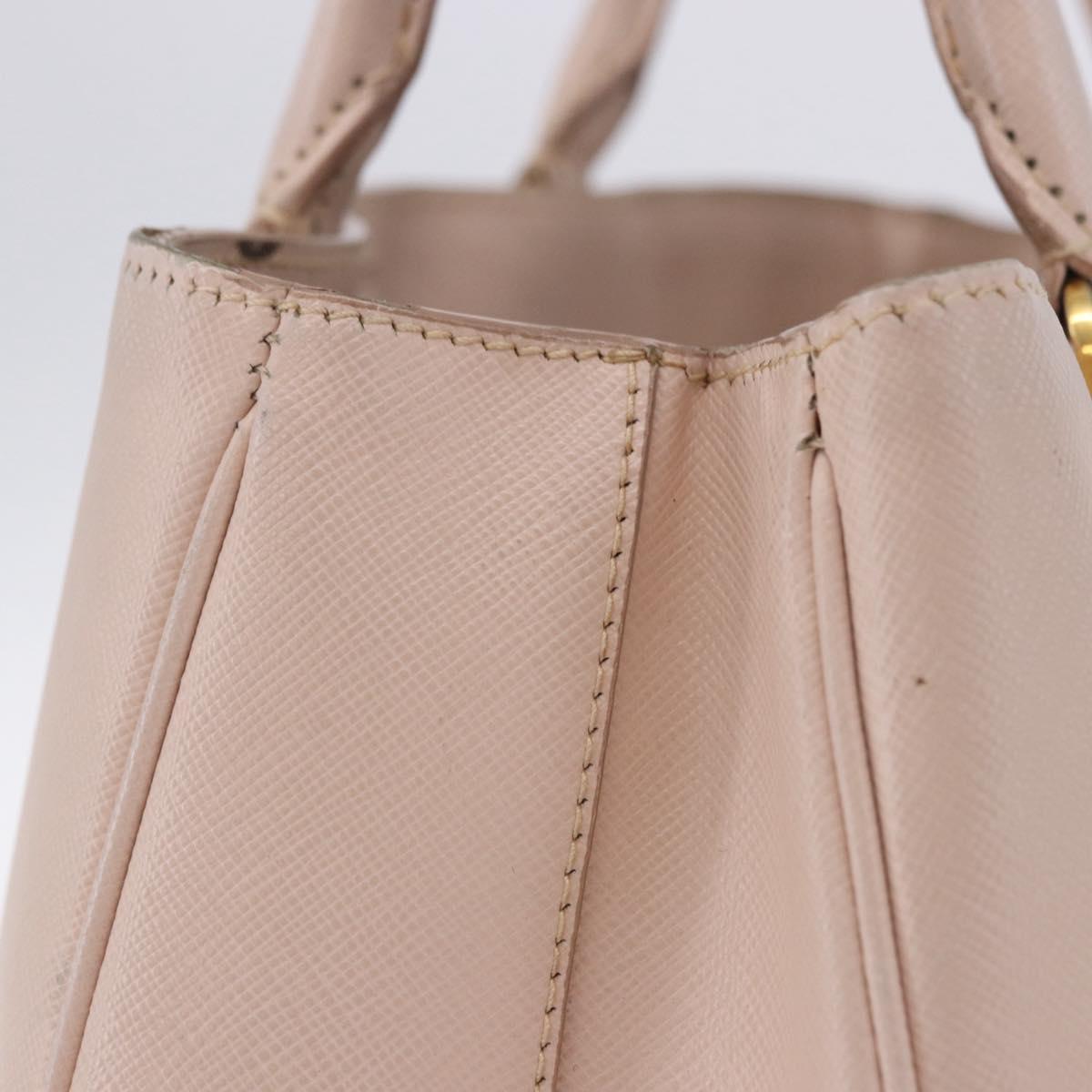 PRADA Galleria Hand Bag Safiano Pink Gold Auth 204365