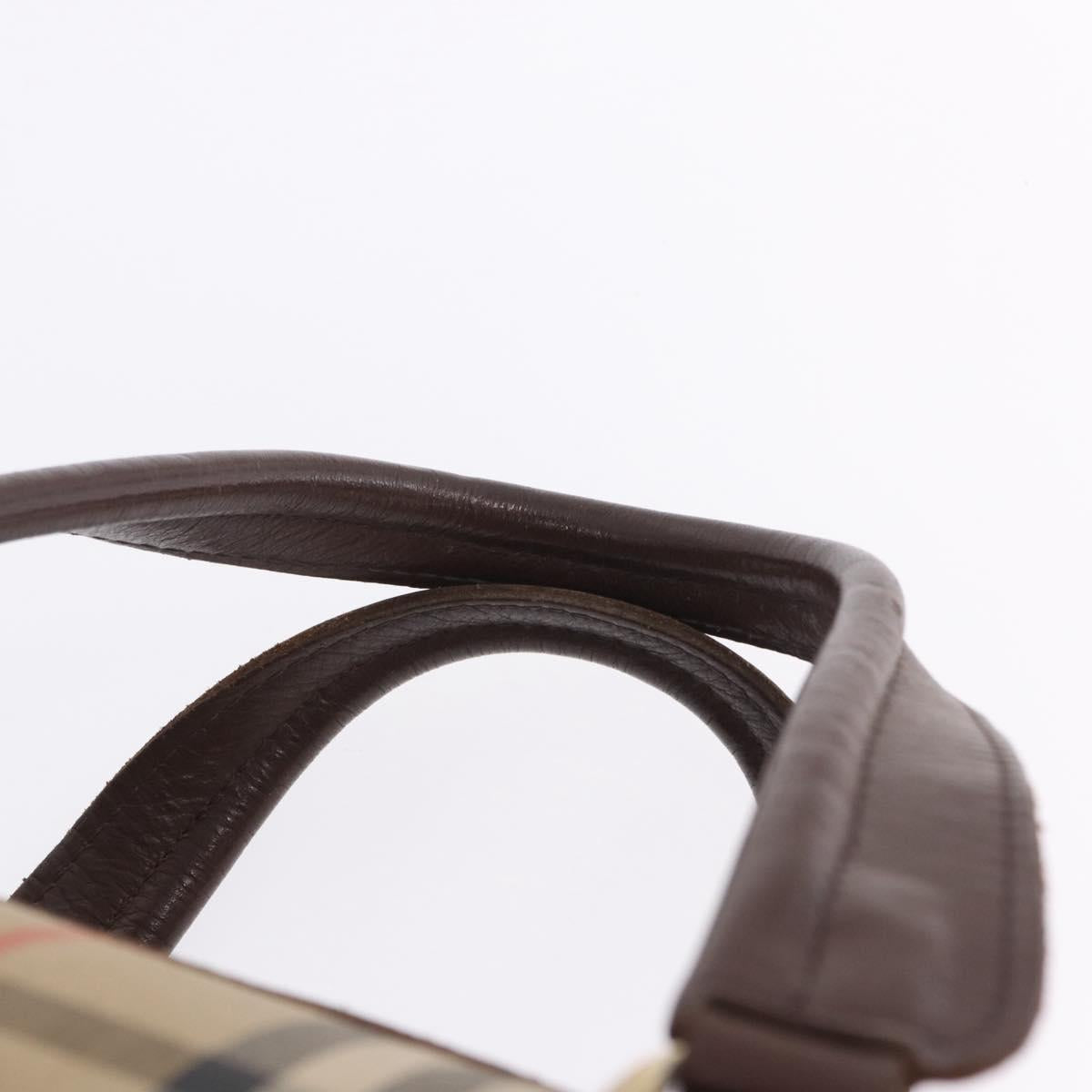 Burberrys Nova Check Boston Bag Canvas Beige Gold Auth 204367
