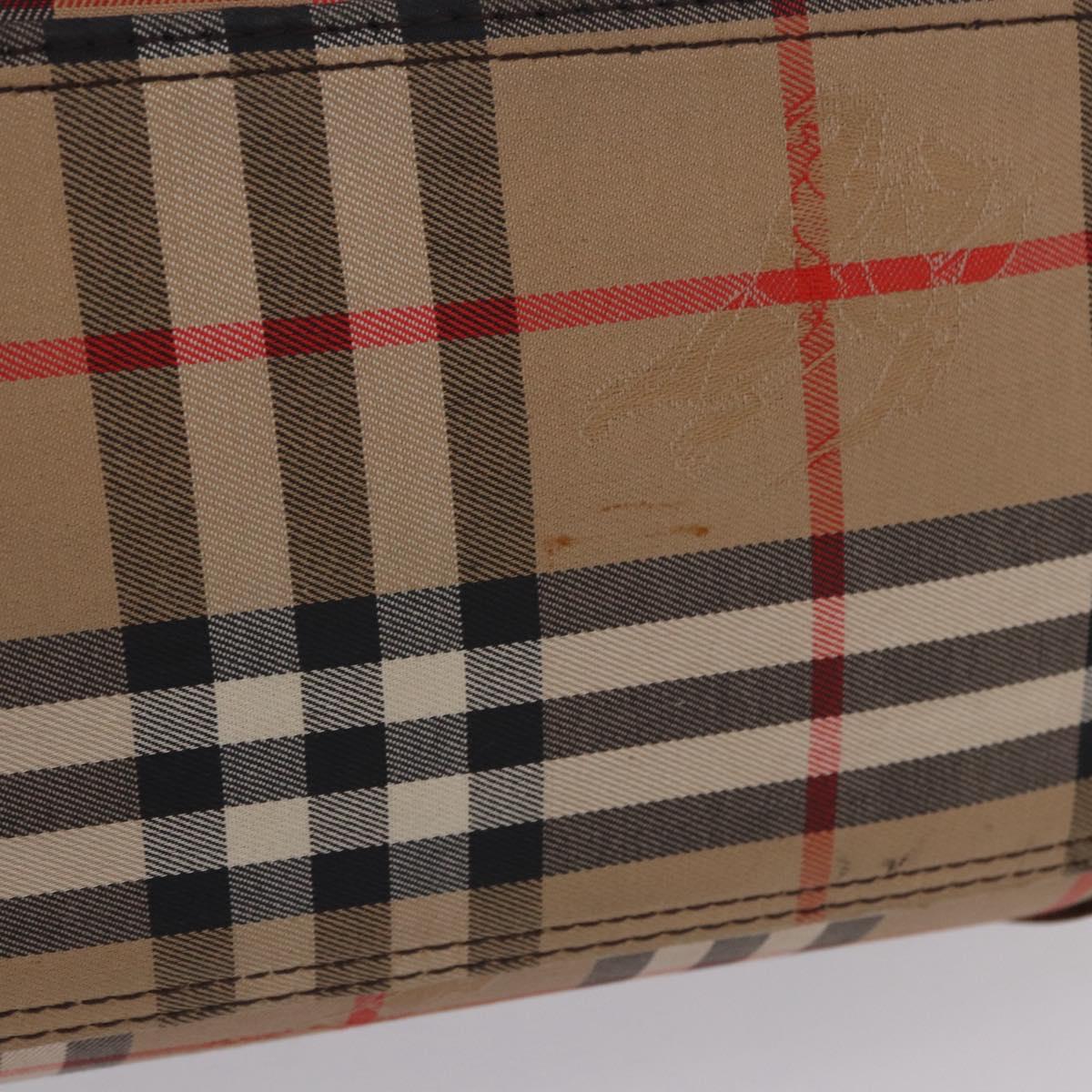 Burberrys Nova Check Boston Bag Canvas Beige Gold Auth 204367