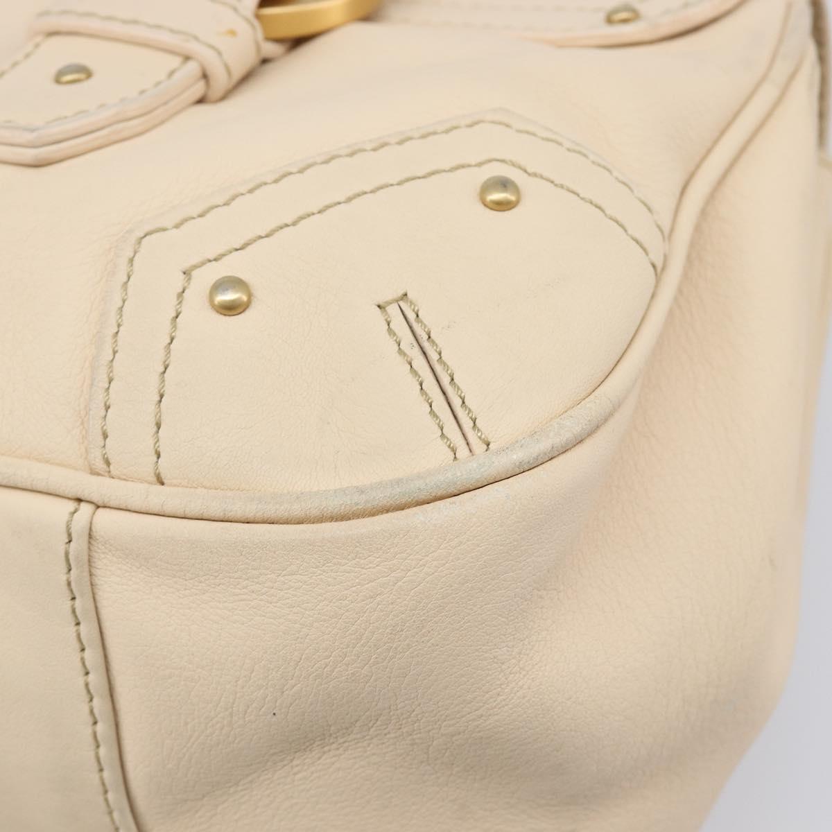 BALLY Tote Bag Leather Ivory Gold Auth 204370A