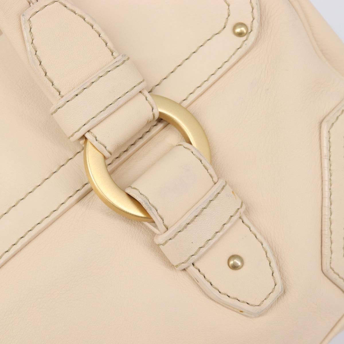 BALLY Tote Bag Leather Ivory Gold Auth 204370A