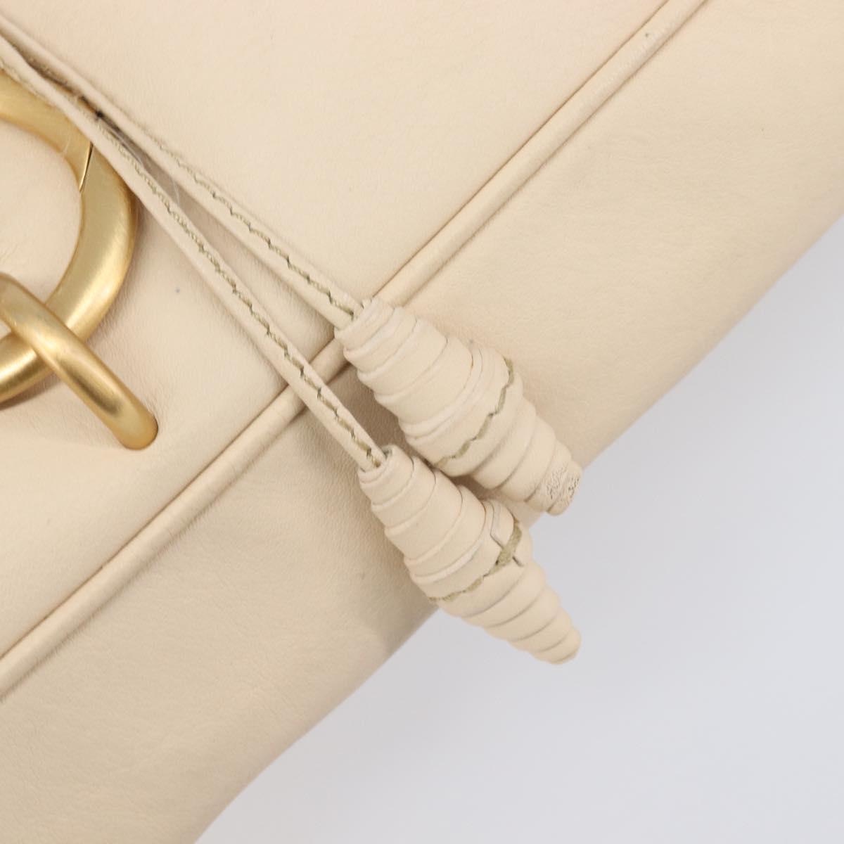 BALLY Tote Bag Leather Ivory Gold Auth 204370A