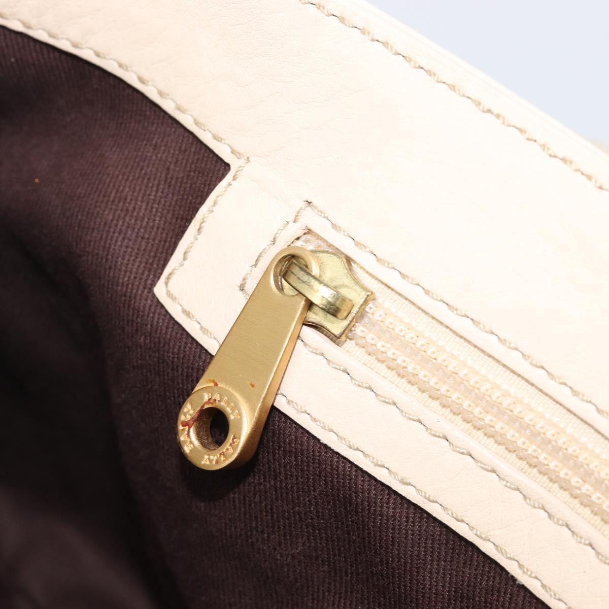 BALLY Tote Bag Leather Ivory Gold Auth 204370A