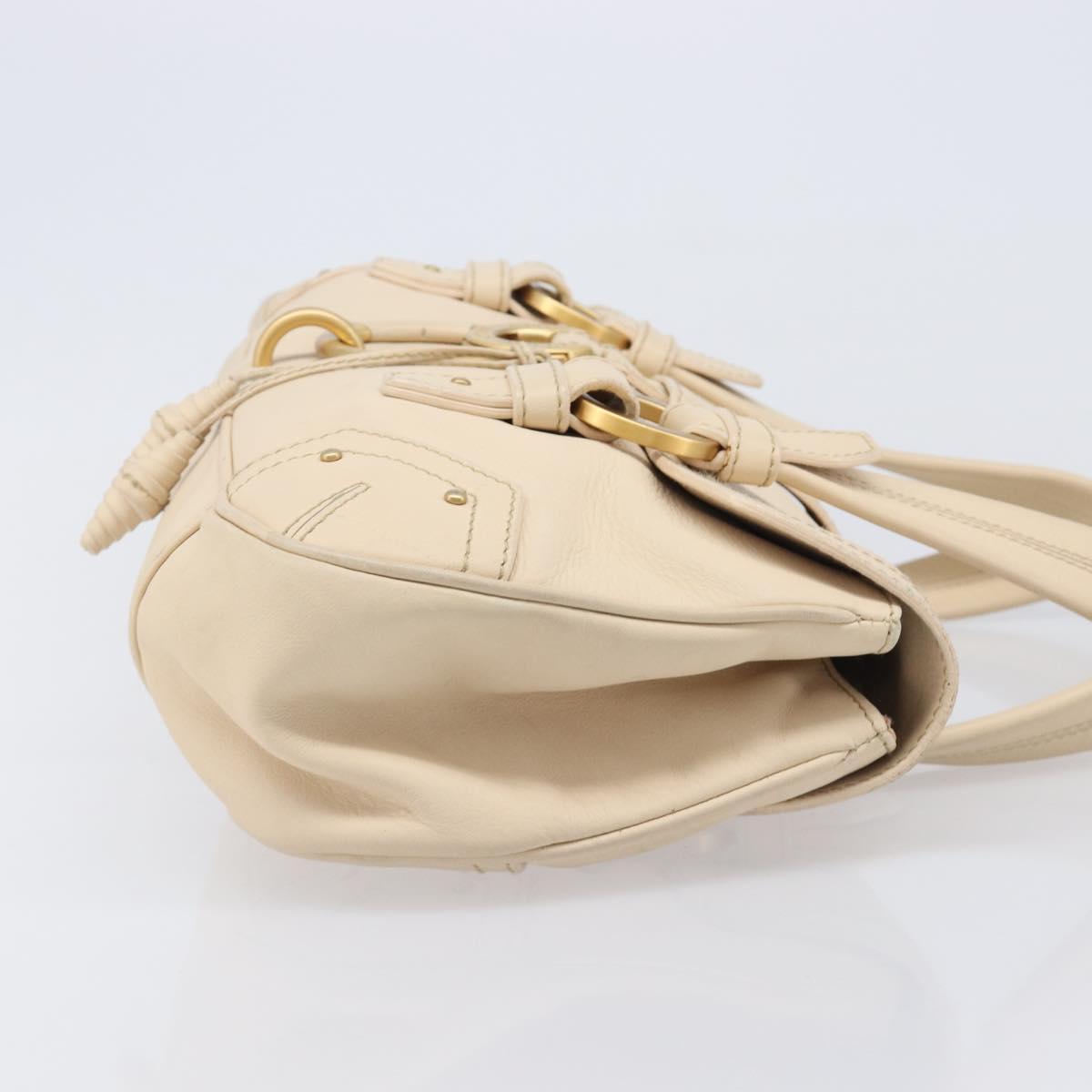 BALLY Tote Bag Leather Ivory Gold Auth 204370A