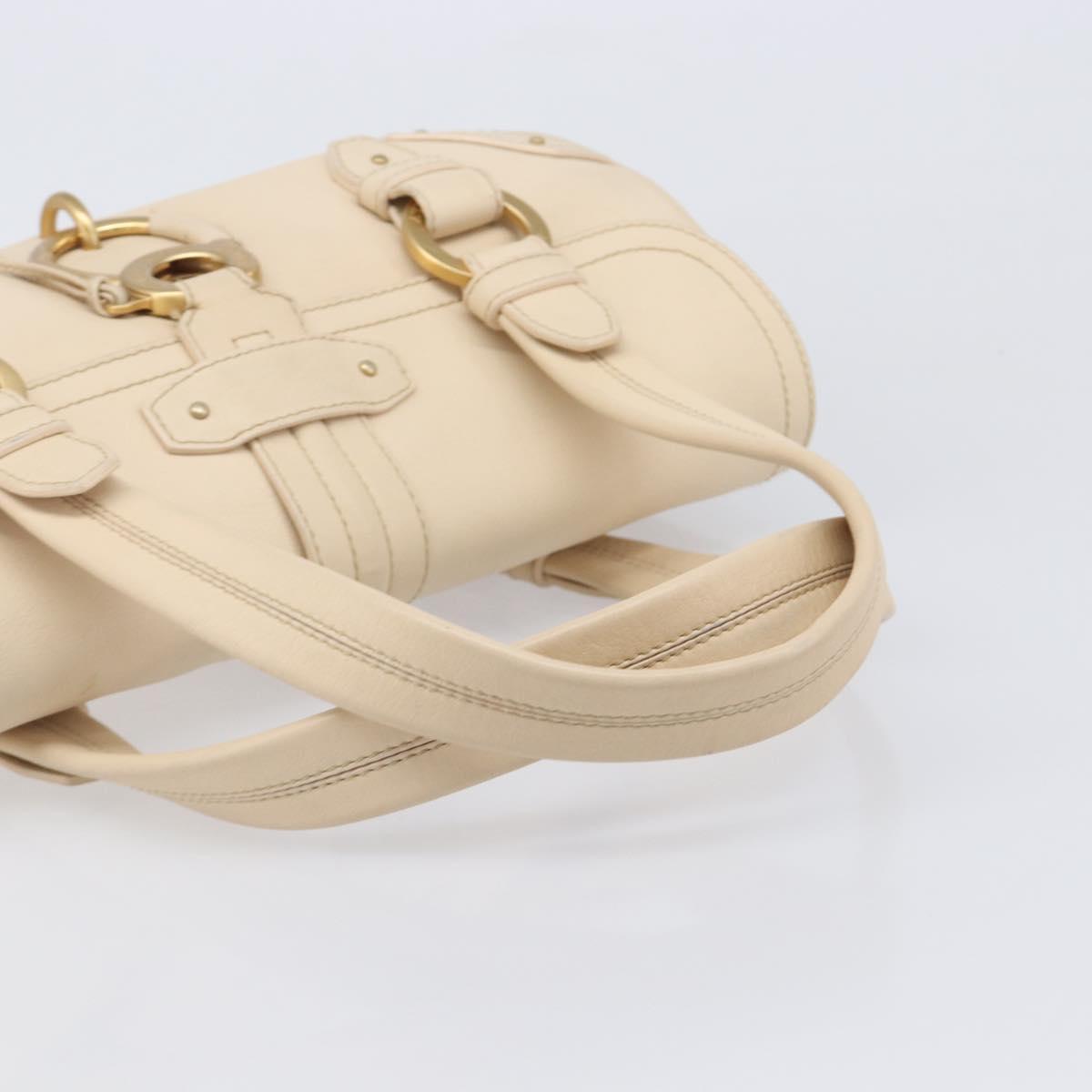BALLY Tote Bag Leather Ivory Gold Auth 204370A