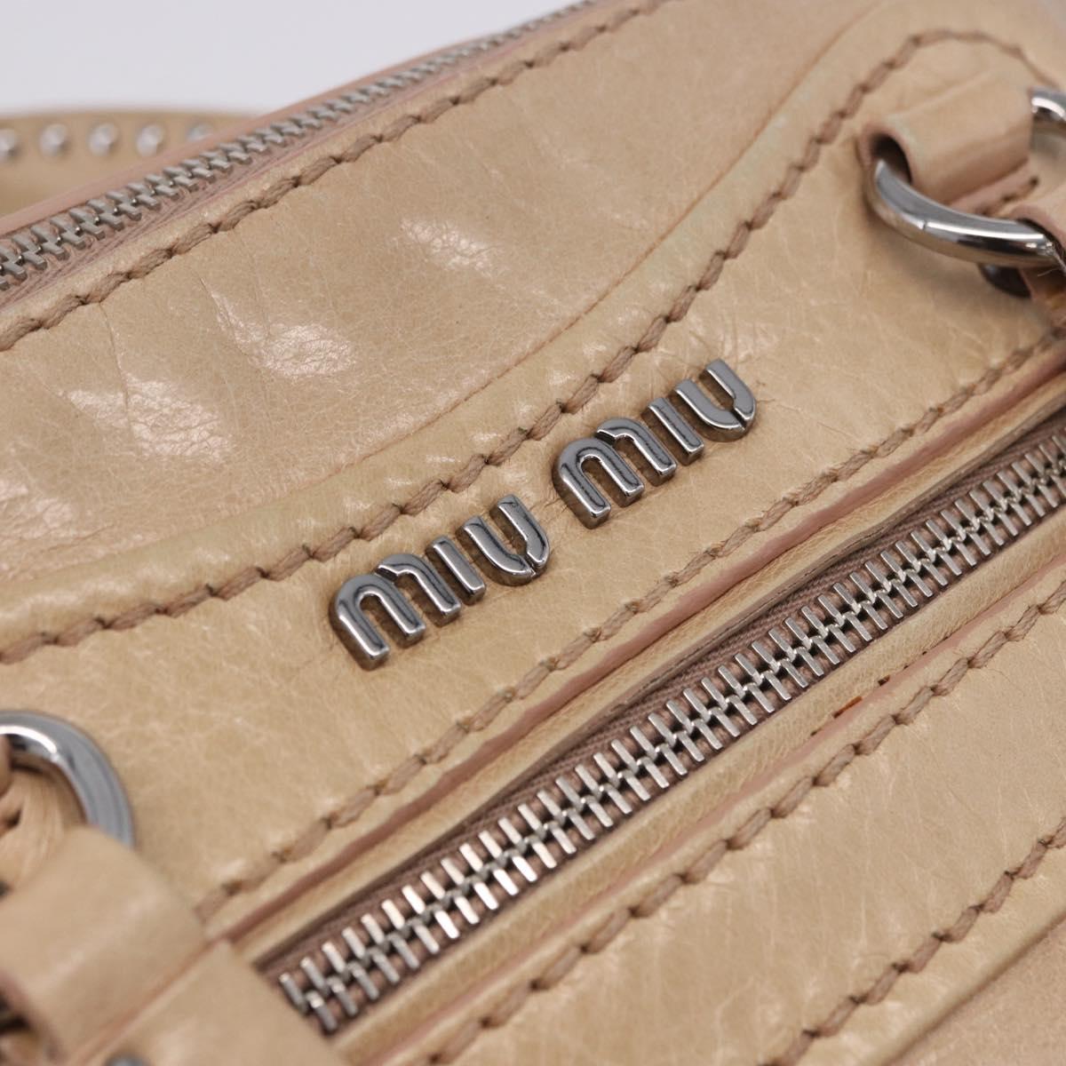Miu Miu Hand Bag Leather 2way Pink Silver Auth 204371A