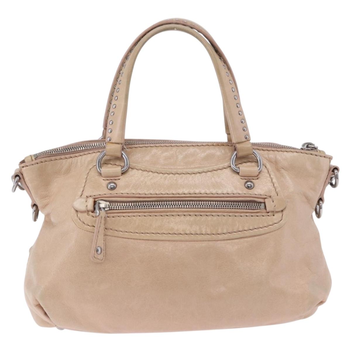 Miu Miu Hand Bag Leather 2way Pink Silver Auth 204371A