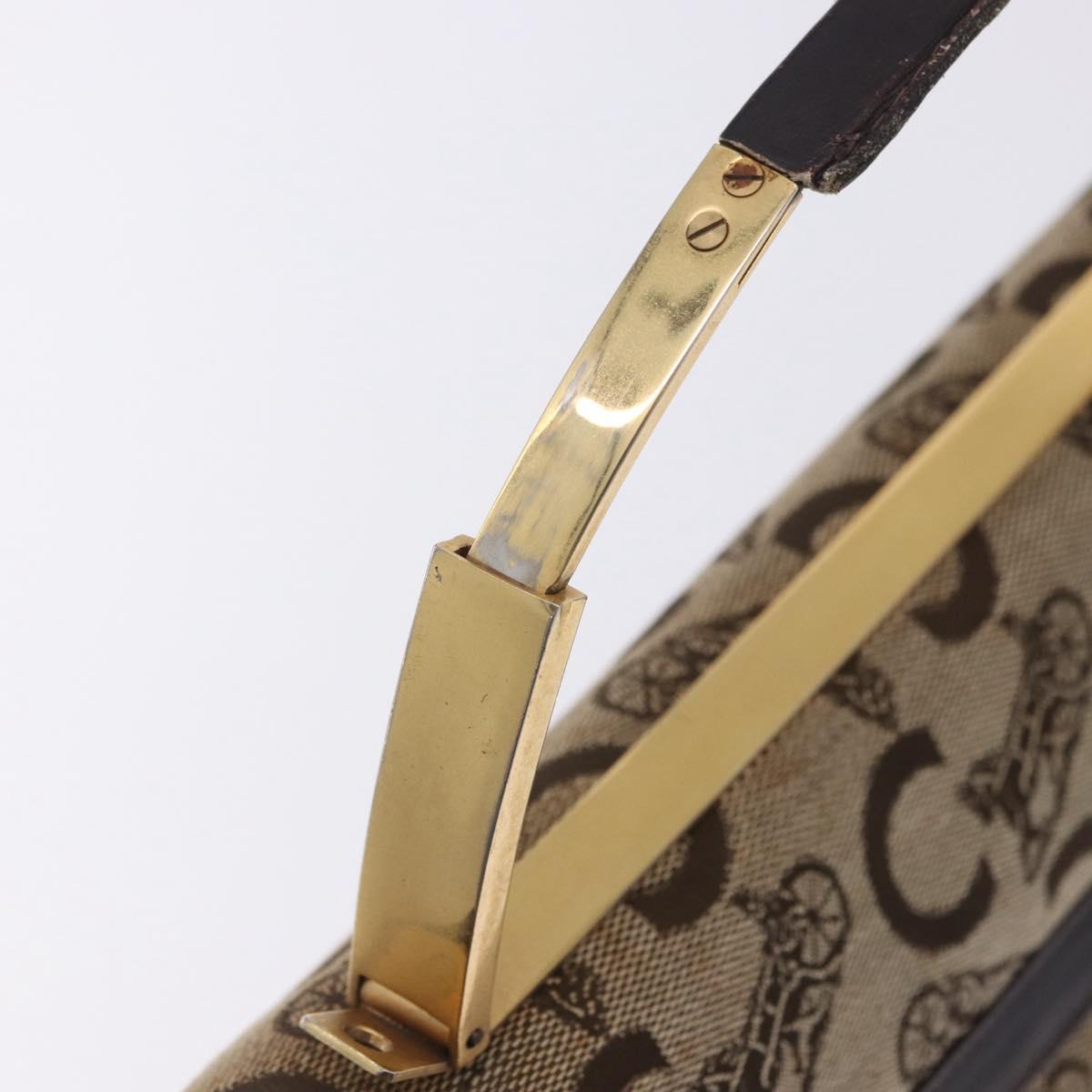 CELINE C Sulky Hand Bag Canvas Beige Gold Auth 204372